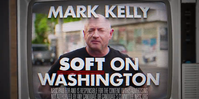 Days after the group canceled other ads planned to air in the state, Sen. A screengrab of an NRSC ad released in Arizona attacking Mark Kelly, D-Ariz.