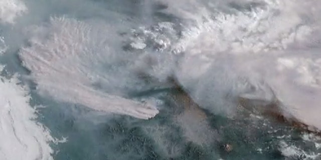 A satellite image of California's McKinney Fire