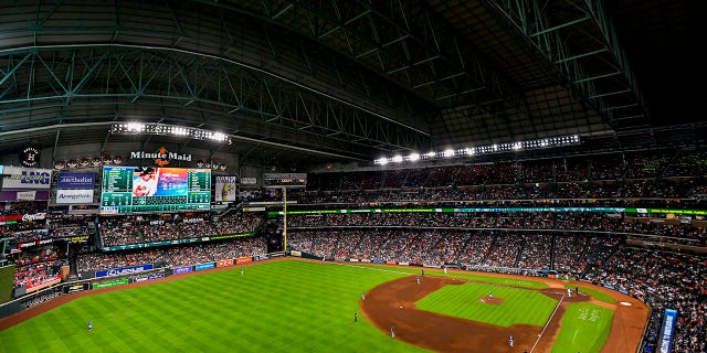 A general view of fans during a game between the Houston Astros and the Kansas City Royals at Minute Maid Park on July 7, 2022 in Houston, Texas.