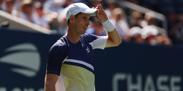 Andy Murray of Great Britain meets Francisco Cerundolo of Argentina during the men's singles first round match on day one of the 2022 US Open at the USTA Billie Jean King National Tennis Center on August 29, 2022 in the Flushing borough of the borough of Queens in New York City.