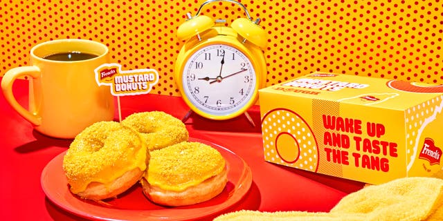 French's and Dough Doughnuts of NYC have teamed up to offer mustard donuts for National Mustard Day on August 6, 2022. Free mustard-glazed donuts are available at six Dough Doughnut locations around the city, or by online mail order around the country.