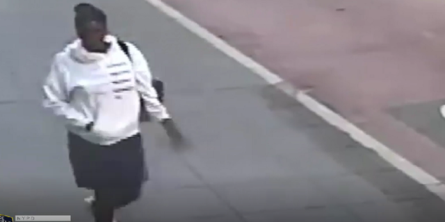 Surveillance footage shows the female suspect fleeing the scene on foot.