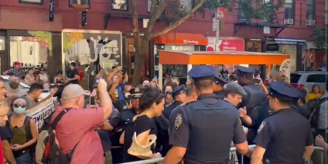 Pro-abortion protesters clash with anti-abortion activists at Lower Manhattan Church