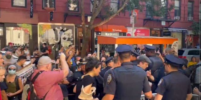 Pro-abortion protesters clash with anti-abortion activists at Lower Manhattan Church