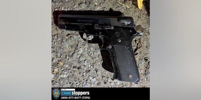 A gun found in a shooting Friday in Queens, New York.