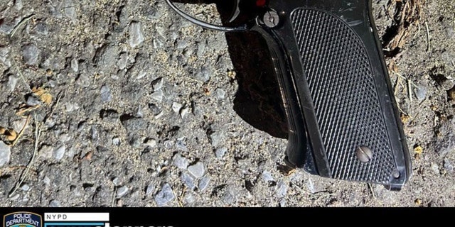 A gun recovered at a Friday shooting in Queens, New York.