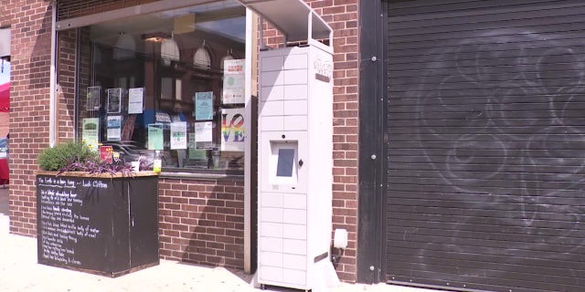 This Narcan vending locker was recently installed in front of the Blackwell Library in West Philadelphia. The city has plans to install a second tower on Market Street later this year.