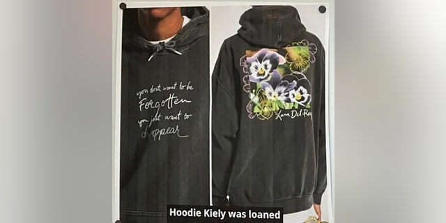 Police released these photos of a Lana Del Ray hooded sweatshirt they say Kiely Rodni may have had in her possession when she went missing on Aug. 6.