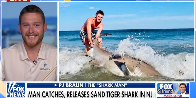 P.J. Braun appeared on Wednesday on "Fox and Friends" to discuss his wild fishing adventure — and his theories about why we're seeing bigger sharks closer to shore this year.