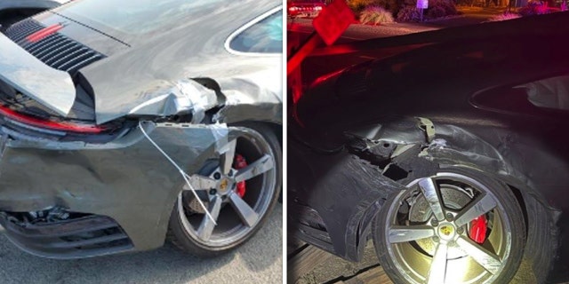 Damage appears identical in photos taken at the scene and posted by the auctioneer.