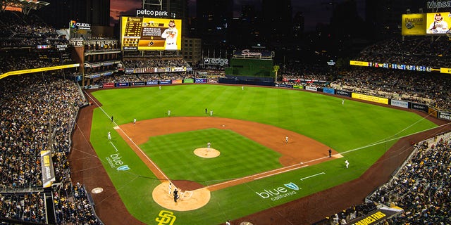 A general view during the game between the San Diego Padres and the Pittsburgh Pirates on May 27, 2022 at Petco Park in San Diego, California.