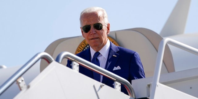 President Joe Biden arrives in Air Force One at Andrews Air Force Base, Md., en route to Washington, Monday, Aug. 29, 2022.