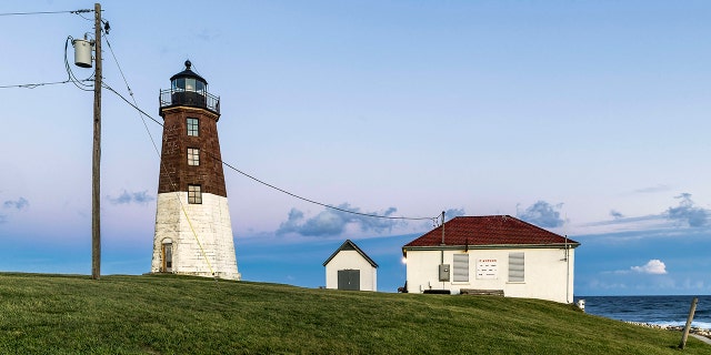 Judith Point Lighthouse is pictured here on Seaweed Beach, Narragansett, Rhode Island in October 2018.