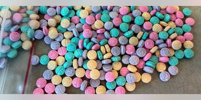 Rainbow fentanyl can sometimes come in the form of counterfeit M30 oxycodone pills. 