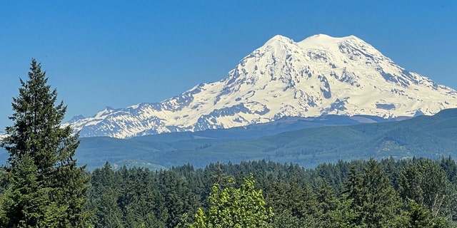 Mount Rainier viewed from Eatonville near Mt. Rainier National Park on Tuesday, June 28, 2022. 