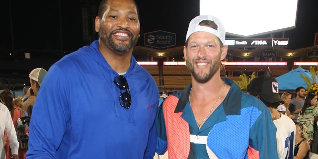 Robert Horry and Clayton Kershaw attend Ping Pong 4 Purpose at Dodger Stadium presented by Skechers and UCLA Health on August 08, 2022 in Los Angeles.