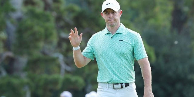 Rory McIlroy of Northern Ireland reacts to his birdie on the seventh green during the final round of the TOUR Championship at East Lake Golf Club on August 28, 2022, in Atlanta, Georgia.