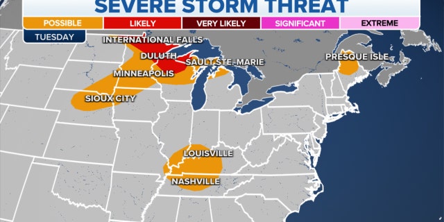 The threat of severe storms on Tuesday