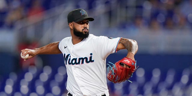 Miami Marlins' Sandy Alcantara delivers a pitch during the first inning of a baseball game against the Cincinnati Reds, Wednesday, Aug. 3, 2022, in Miami. 