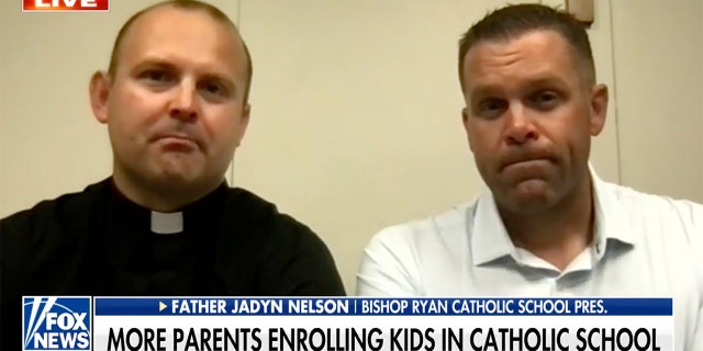 The Rev.  Jadyn Nelson and parent Perry Olsen explained the benefits of a Catholic school education, which includes continuing the values ​​and morals that kids are taught in the home.