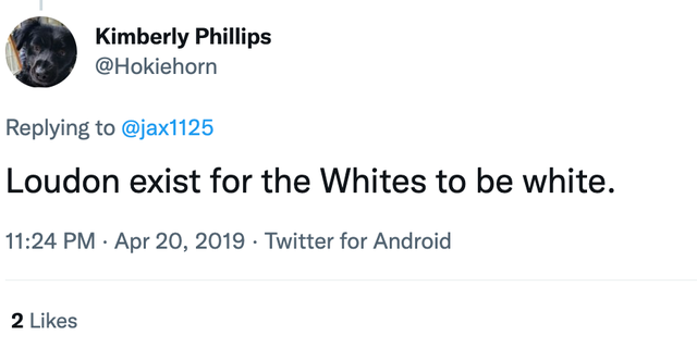 Screenshot of Tweet from Loudoun County's Assistant Commonwealth's Attorney Kimberly Phillips. 