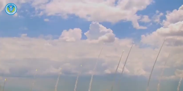 Chinese military propaganda showing a missile launch in a video released on Chinese state-run media.