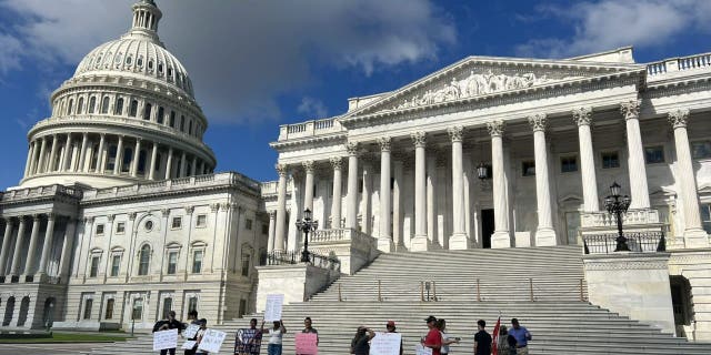 Veterans and their families camped outside the US Capitol are urging the Senate to pass the PACT Act.