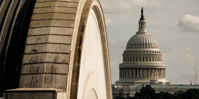 A view of the U.S. Capitol is seen as Senators vote to proceed to the Inflation Reduction Act on Capitol Hill in Washington, D.C.