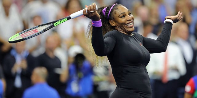 Serena Williams celebrates after winning her Women's Singles semi-final match against Elina Svitolina of the Ukraine on day eleven of the 2019 US Open at the USTA Billie Jean King National Tennis Center on September 5, 2019, in the Queens borough of New York City.