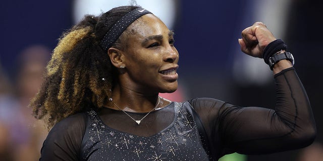 Serena Williams of the United States celebrates after defeating Anett Kontaveit of Estonia in their Women's Singles Second Round match on Day Three of the 2022 US Open at USTA Billie Jean King National Tennis Center on August 31, 2022 in the Flushing neighborhood of the Queens borough of New York City.