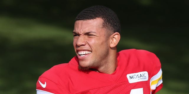 Kansas City Chiefs wide receiver Skyy Moore is shown during training camp at Missouri Western State University in St. Joseph, Missouri, on Aug. 7, 2022.