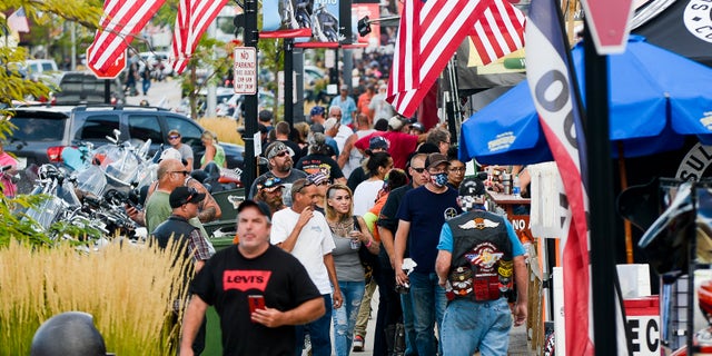 Sturgis with American flags