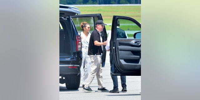 Matt Damon and his wife Luciana Barroso arrive in Georgia ahead of Ben Affleck and Jennifer Lopez's wedding.