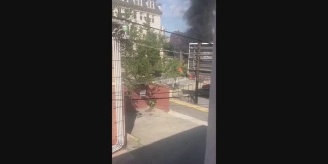 A Twitter user's video of the trash truck fire in Baltimore