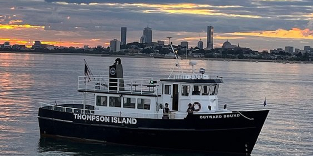Boston Police sprang into action after the ferry to Thompson Island, shown here, became temporarily disabled.