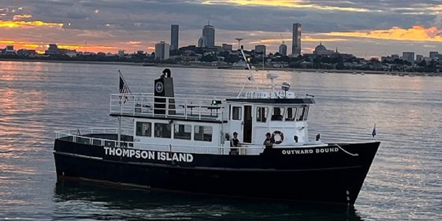Boston Police sprang into action after the ferry to Thompson Island, shown here, became temporarily disabled.