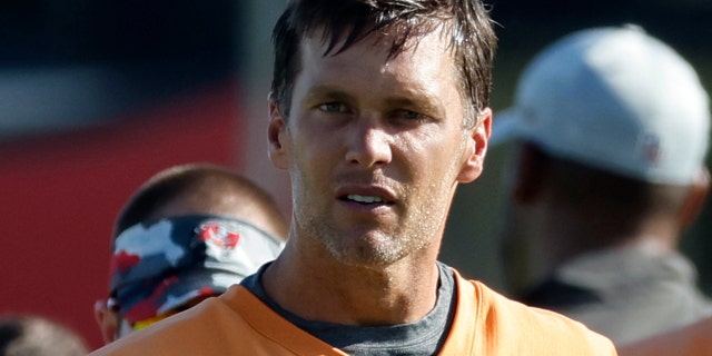 Tampa Bay Buccaneers quarterback Tom Brady, #12, at Advent Health Training Complex In Tampa, Florida, July 27, 2022.