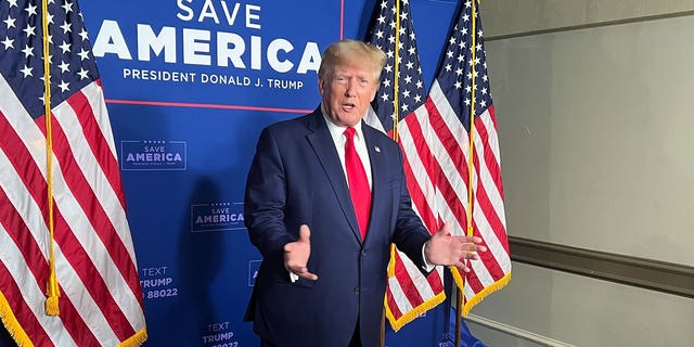 Former President Donald Trump speaks to Fox News Digital at CPAC in Texas. 