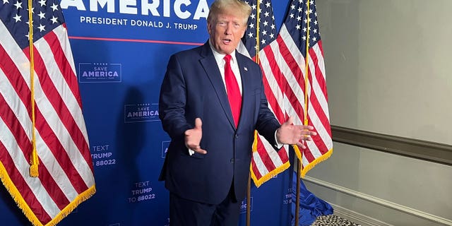 Former President Donald Trump speaks to Fox News Digital at CPAC in Texas. 