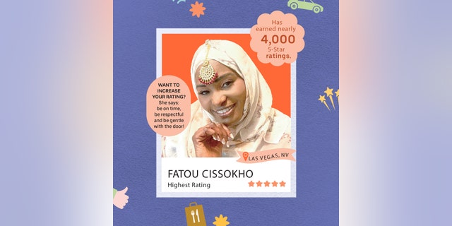 Las Vegas Uber driver Fatou Cissokho was recognized for having the highest overall rating, earning nearly 4,000 five-star reviews.
