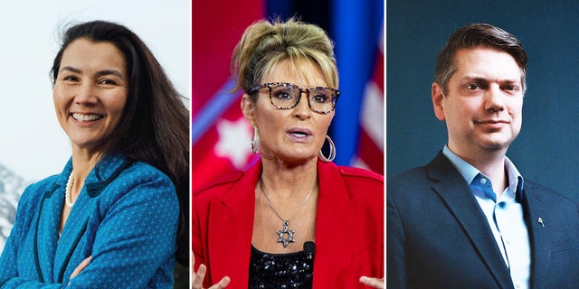 From left to right: Alaska Democrat House candidate Mary Peltola, Alaska GOP House candidate Sarah Palin, and Alaska GOP House candidate Nick Begich.