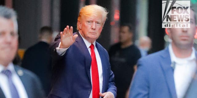 Donald Trump leaves the Trump Tower in New York City following the FBI raid on his home at the Mar-a-Lago resort in Florida.