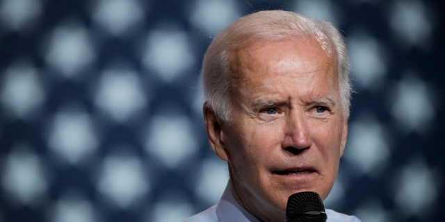 U.S. President Joe Biden speaks during a rally hosted by the Democratic National Committee (DNC) at Richard Montgomery High School on August 25, 2022 in Rockville, Maryland.