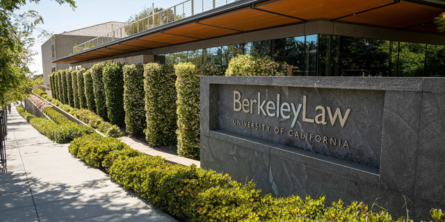 Signage for the Berkeley School of Law on the University of California, Berkeley campus in Berkeley, California, U.S., on Friday, June 4, 2021.