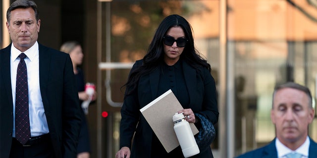 Vanessa Bryant leaving court Wednesday Aug. 10 after the first day of her civil trial over first responders sharing photos of Kobe Bryant's remains.