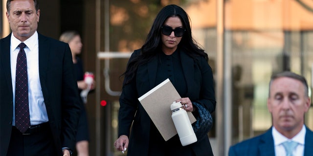 Vanessa Bryant leaving court Wednesday Aug. 10 after the first day of her civil trial over first responders sharing photos of Kobe Bryant's remains.