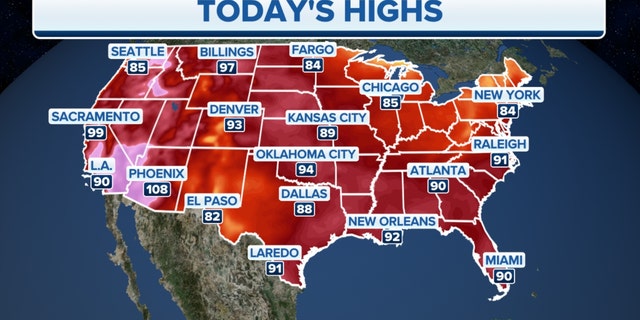 Wednesday national high temperatures