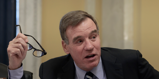 Senator Mark Warner (D-VA) speaks at an oversight hearing with Senate rules and administration at the Russell Senate Office Building December 7, 2021 in Washington, DC.  (Photo by Anna Moneymaker/Getty Images)