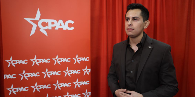 Abraham Enriquez, president and founder of Bienvenido US, speaks with Fox News Digital in Dallas, Texas for the CPAC 2022 convention. 