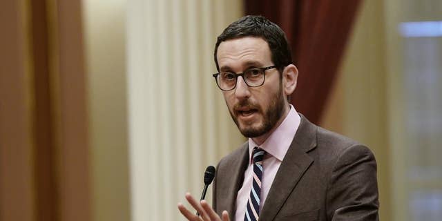 California state Sen. Scott Wiener, D-San Francisco, speaks on a measure at the Capitol in Sacramento, Calif., March 31, 2022.